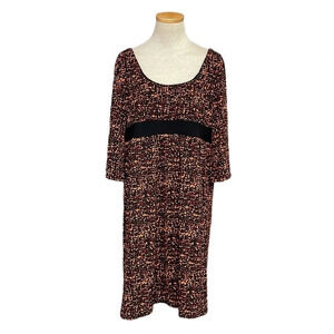 Tiana B Dress Womens X Large Orange Black Long Sleeve A-Line Midi Dress